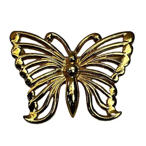 Vintage Anne Klein Gold Tone Butterfly Brooch Pin Signed Summer Insect Nature - Picture 1 of 4